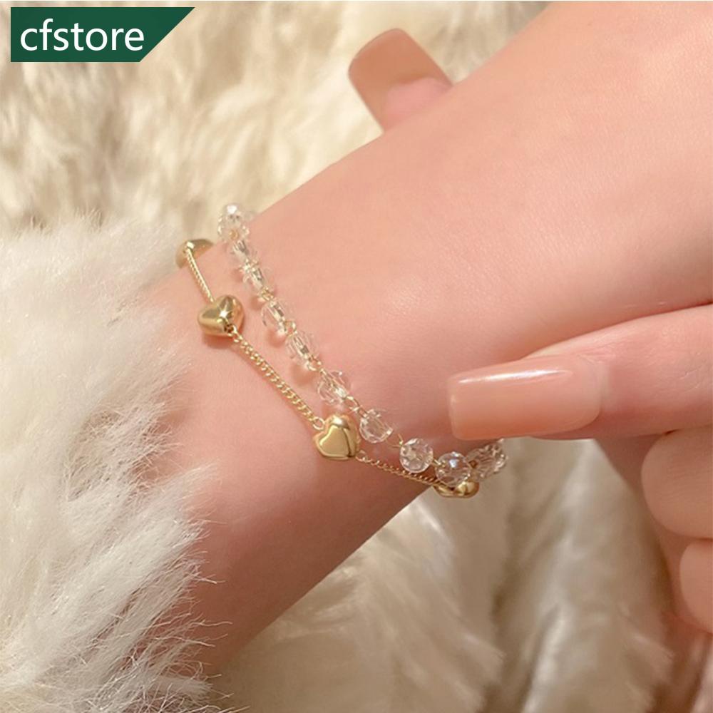 Vòng Đeo Tay Hai Lớp Bằng Hợp Kim Trong Suốt Thời Trang Cho Nữ Q5Y3