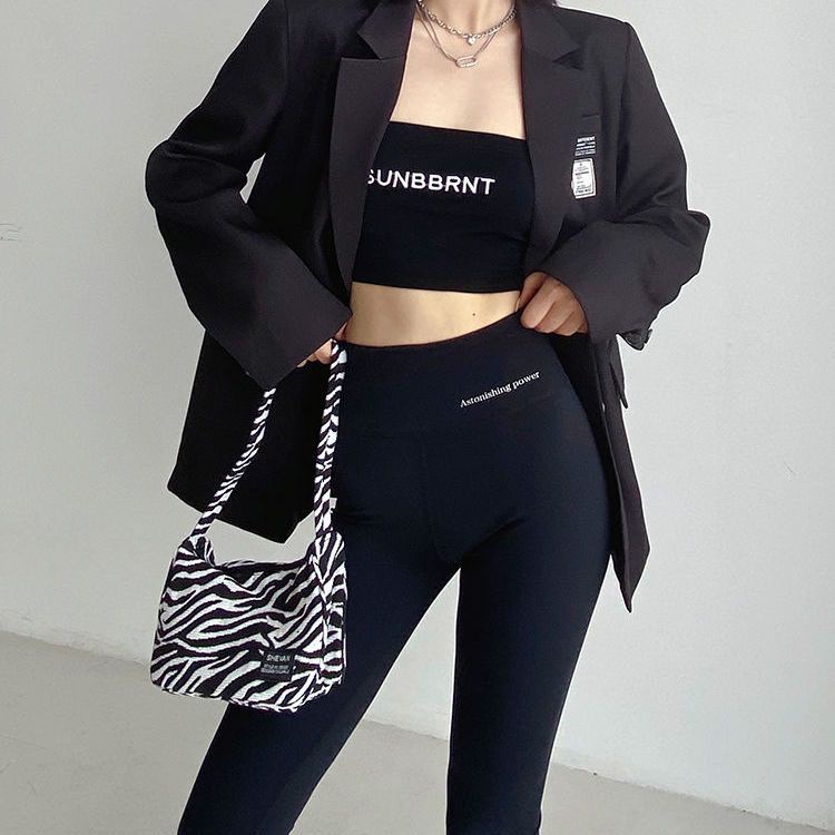 [F &amp; X] Quần Ống Loe Micro-Flared Tập Yoga Lưng Cao Co Giãn Ôm Dáng Hình Cá Mập Mỹ Cho Nữ