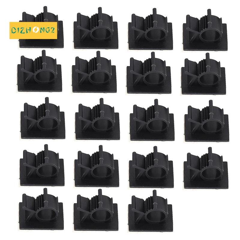 Set 20 Kẹp Giữ Dây Cáp Tự Dính Màu Đen Bằng Nhựa Có Thể Điều Chỉnh