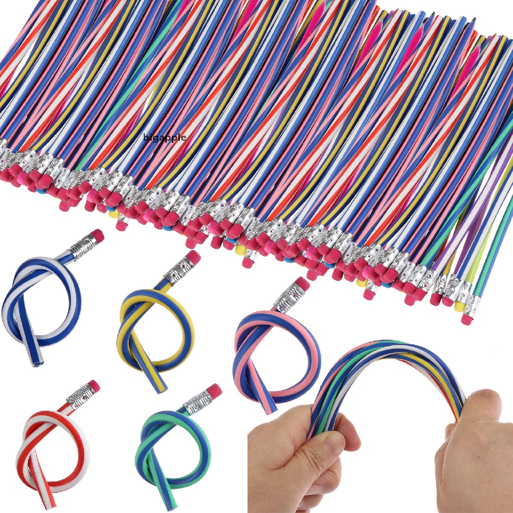 Bigapple Bút Chì Kẻ Sọc Mềm Dẻo Uốn Cong Linh Hoạt Nhiều Màu Sắc RDG Cho Trẻ Em