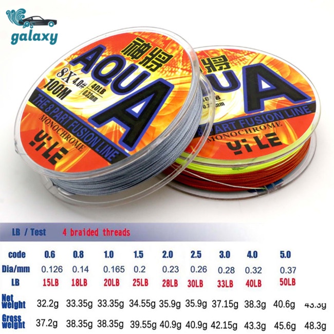 Galaxy Cuộn Dây Câu Cá Bện 4 Sợi 100m 15lb-60lb