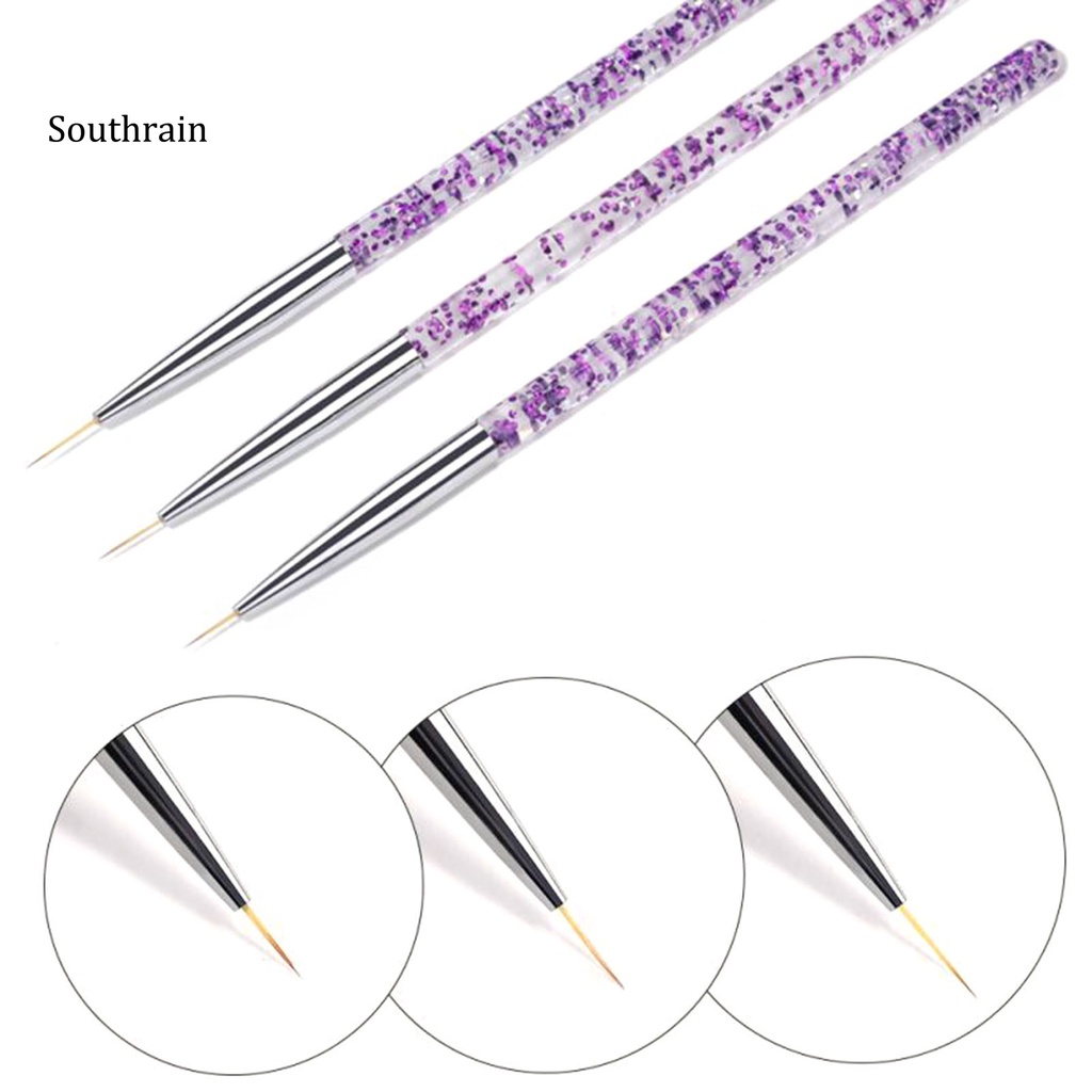 Set 3 Bút Vẽ Móng Nghệ Thuật Đa Năng Siêu Nhẹ Bằng Nhựa Màu Sắc Sống Động