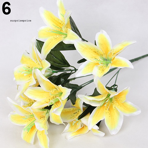 1 Bó Hoa Lily Nhân Tạo 10 Bông Trang Trí Tiệc Cưới
