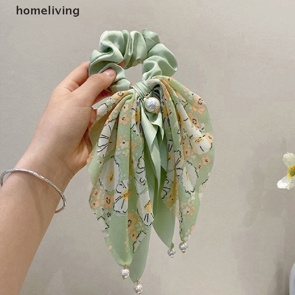 Dây Buộc Tóc Hình Nơ Đính Ngọc Trai Đơn Giản Thời Trang Hàn Quốc