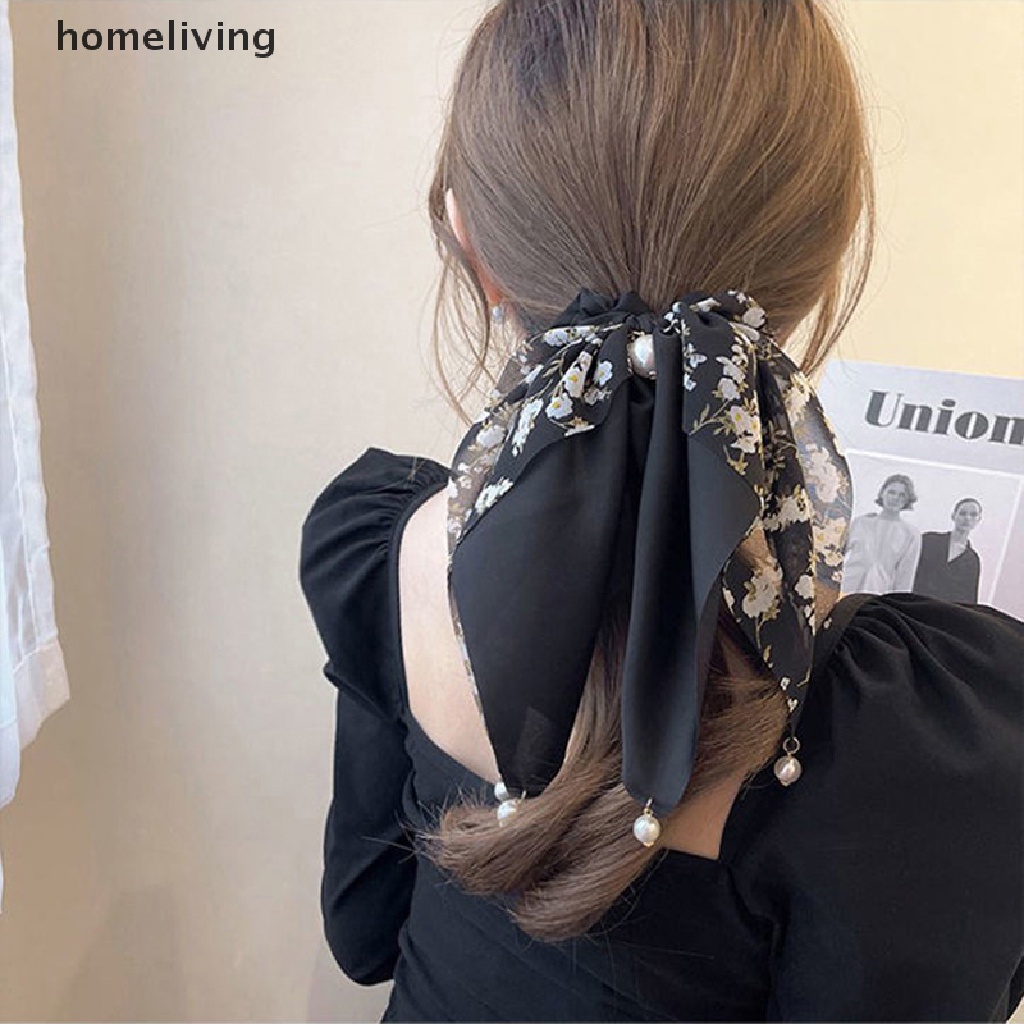 Dây Buộc Tóc Hình Nơ Đính Ngọc Trai Đơn Giản Thời Trang Hàn Quốc