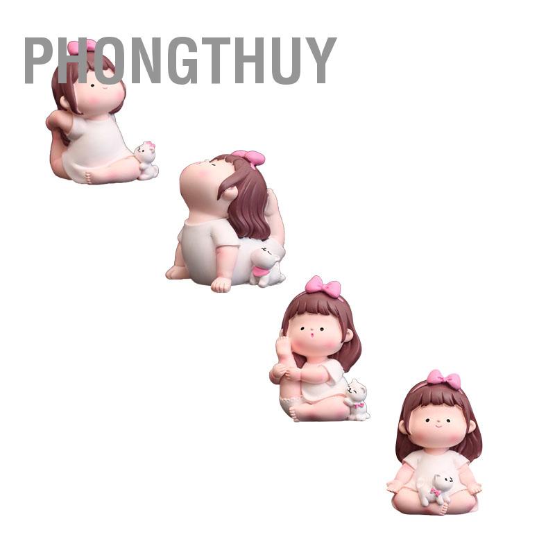 Tượng bé gái bé mập tập Yoga để bàn Đáng Yêu Trang Trí Bàn học Xe Ô Tô
