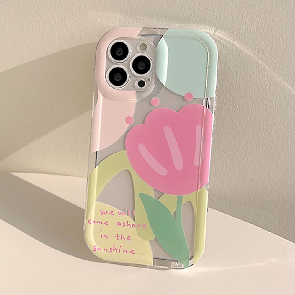 Ốp Điện Thoại TPU Mềm Trong Suốt Chống Rơi Chống Dấu Vân Tay Họa Tiết Hoa Tulip Cho IPhone 11 12 13 14 Pro Max