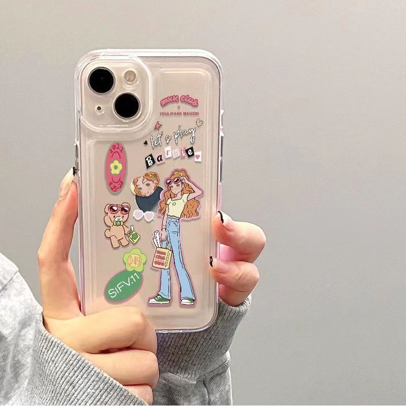 ✅Ốp Điện Thoại Trong Suốt Họa Tiết Cô Gái / Không Gian Độc Đáo Chống Sốc Cho iPhone12 pro 14pro 11 xr T7MZ