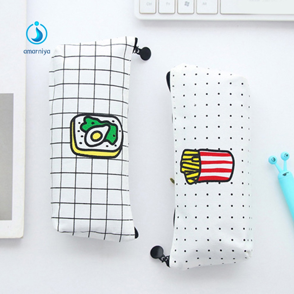 Túi Đựng Bút Bằng Vải Canvas Hình Thức Ăn Dễ Thương Sáng Tạo