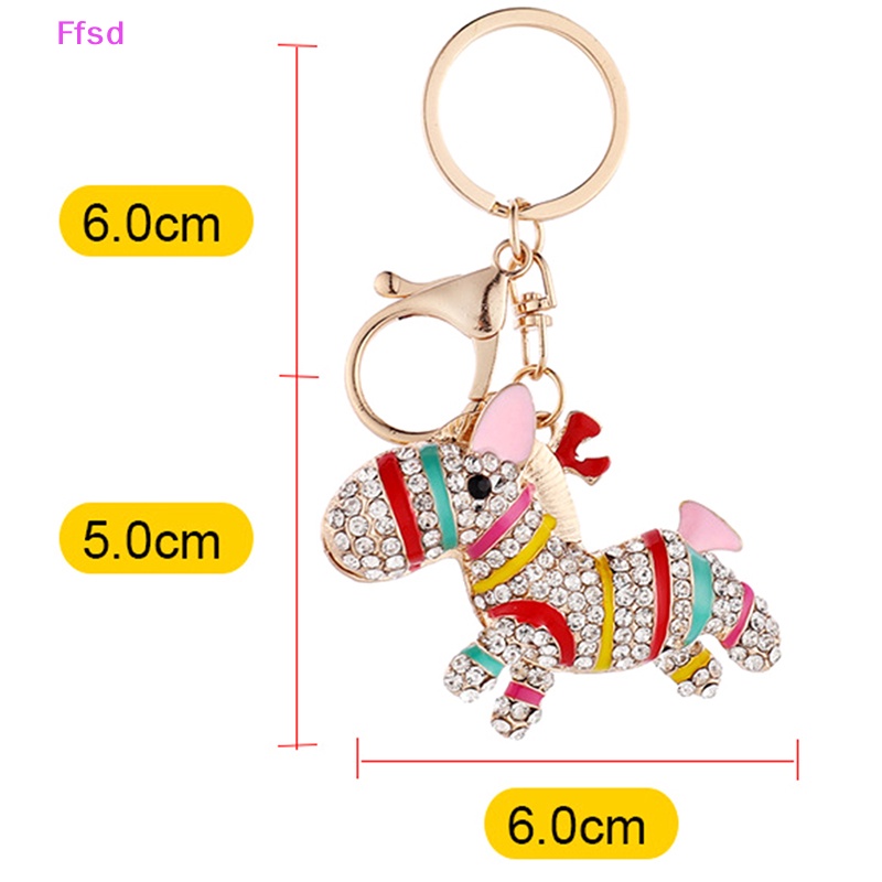 Móc Khóa Hình Ngựa Vằn Đính Đá Nhiều Màu Dễ Thương