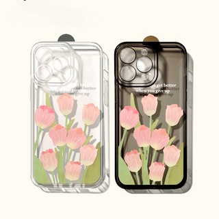 Ốp Điện Thoại Mềm Trong Suốt Chống Sốc In Hình Hoa Tulip Cho Iphone 11 Pro Max 12 13 14 Pro Max 7 8 Plus SE2020 XR XS Max XS Plus Max