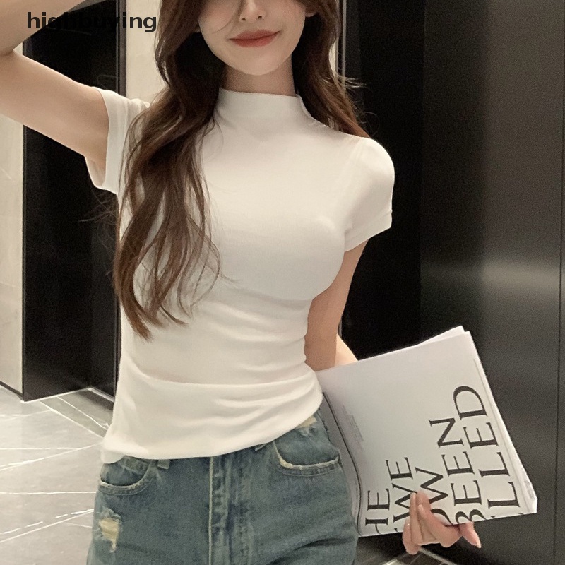 Áo Thun Tay Ngắn Cổ Tròn Màu Sắc Đơn Giản Cho Nữ