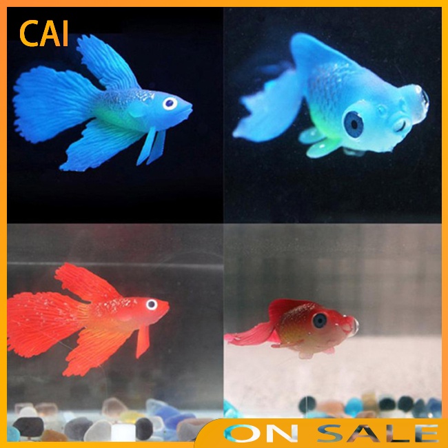 Cá Giả Bằng Silicone Màu Vàng Phát Sáng Dùng Trang Trí Bể Cá