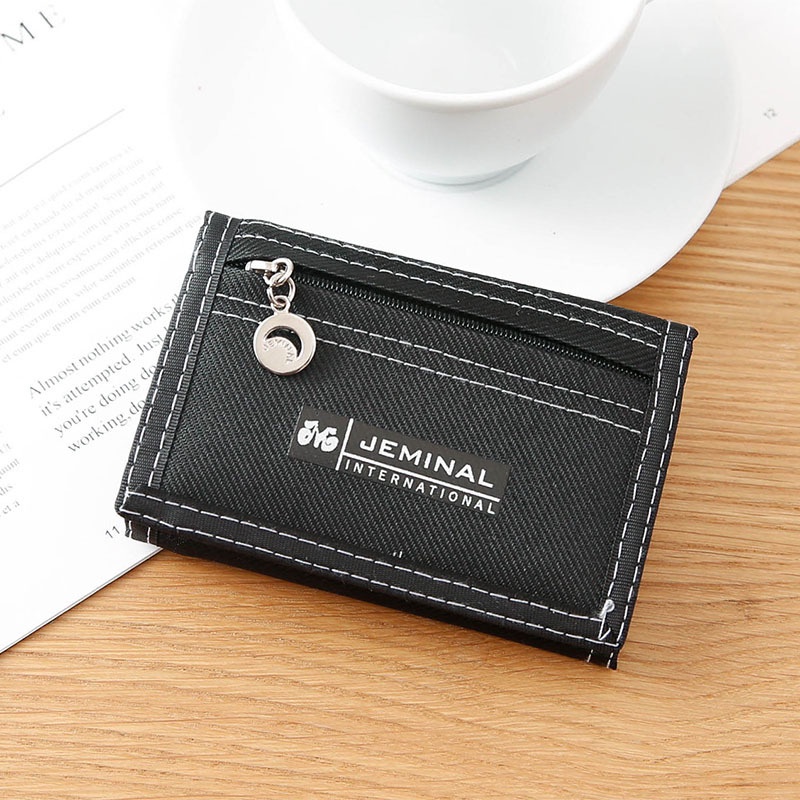 Ví Canvas Gấp Dáng Ngắn Có Khóa Kéo Thời Trang Cho Nam