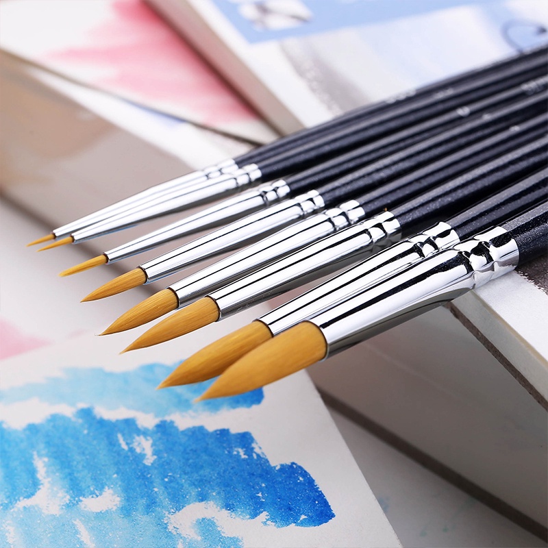 Cọ Vẽ Màu Nước Đầu Phẳng / Tròn Bằng Nylon Dành Cho Trẻ Em Vẽ Tranh DIY