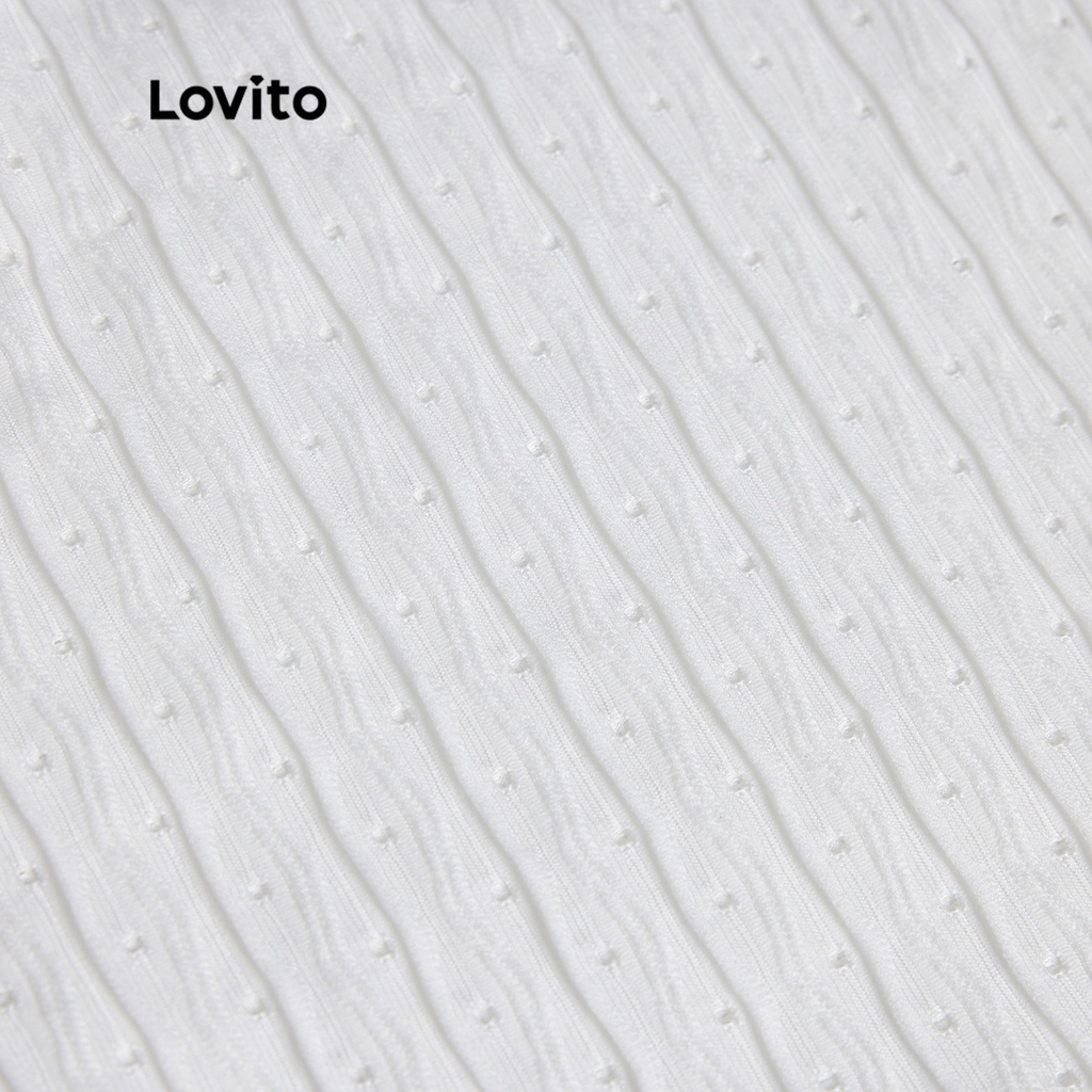 Set bikini Lovito buộc dây màu trơn đệm ngực tháo rời vải kết cấu tốt phong cách thường ngày cho nữ L50AD020 (trắng)