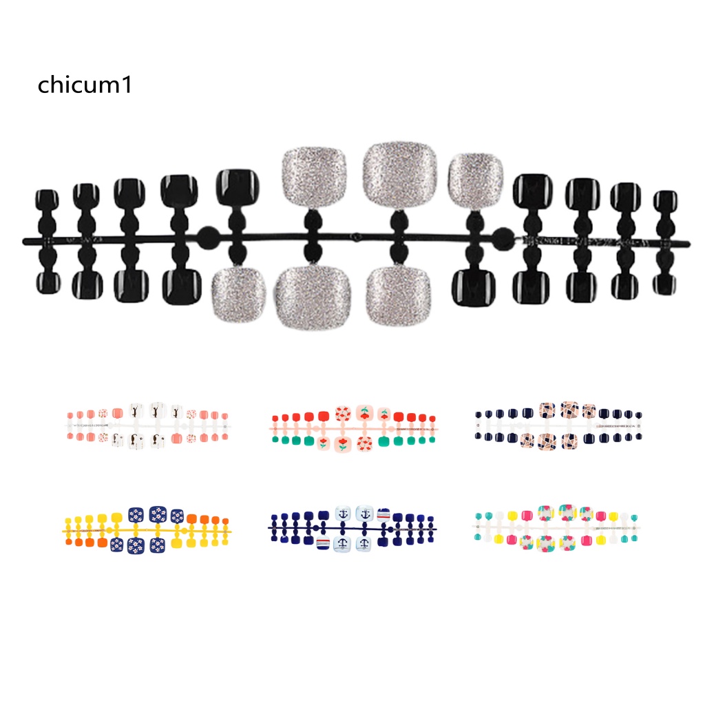 1 Hộp Móng Chân Giả Ngắn Nhẹ Trang Trí Họa Tiết Tinh Tế