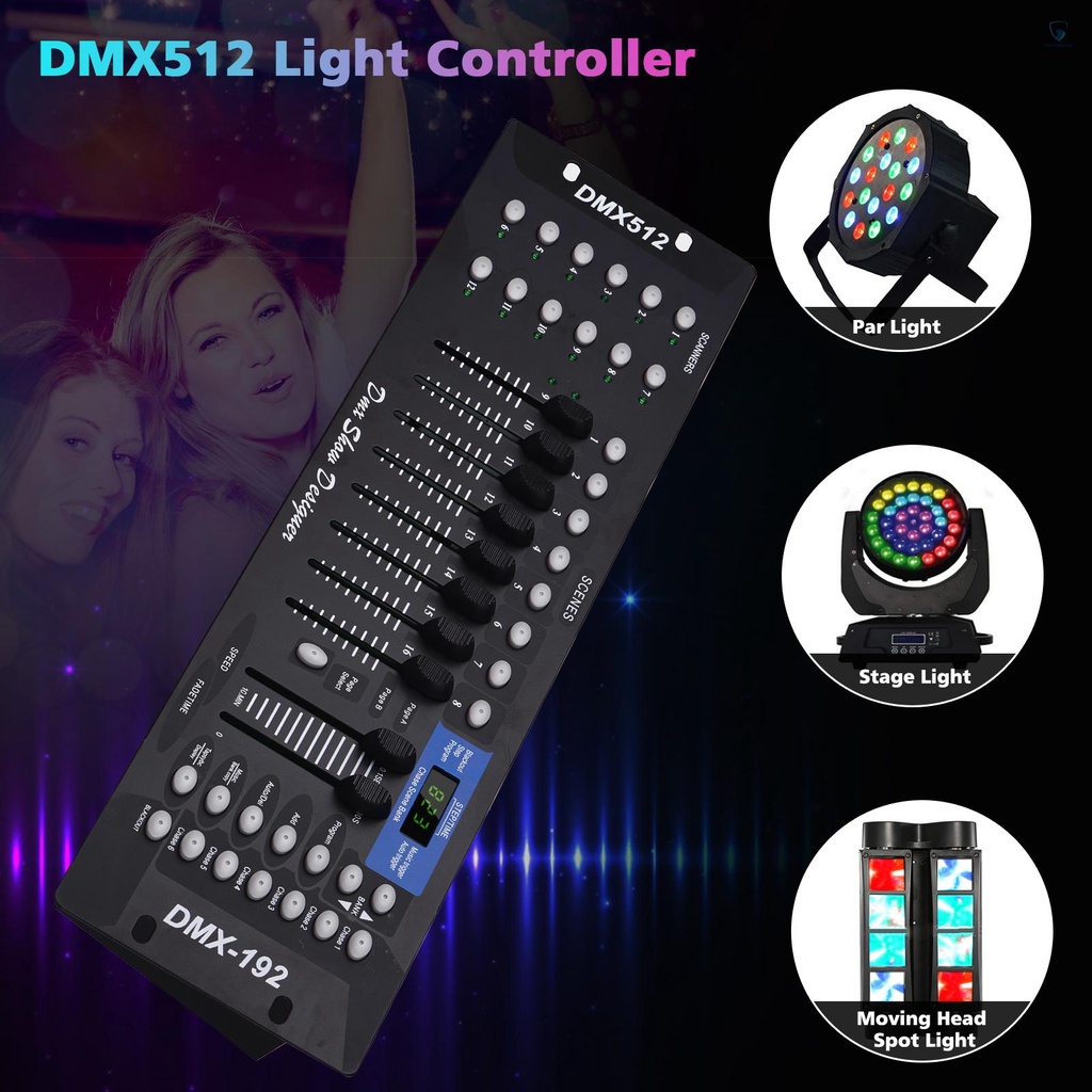 Bảng Điều Khiển Lập Trình Đèn LED DMX512 192CH Kích Hoạt Âm Thanh Với Ăng Ten Cho DJ Pubs Sân Khấu Quán Bar Tiệc Cưới