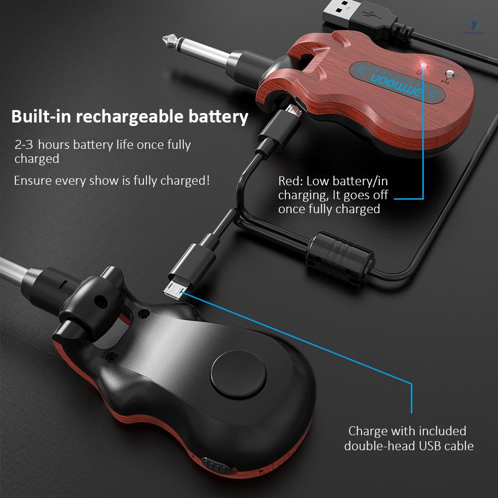 Hệ Thống Truyền Tín Hiệu Âm Thanh Kỹ Thuật Số Không Dây Tích Hợp Pin 100 Feet Cho Đàn Guitar