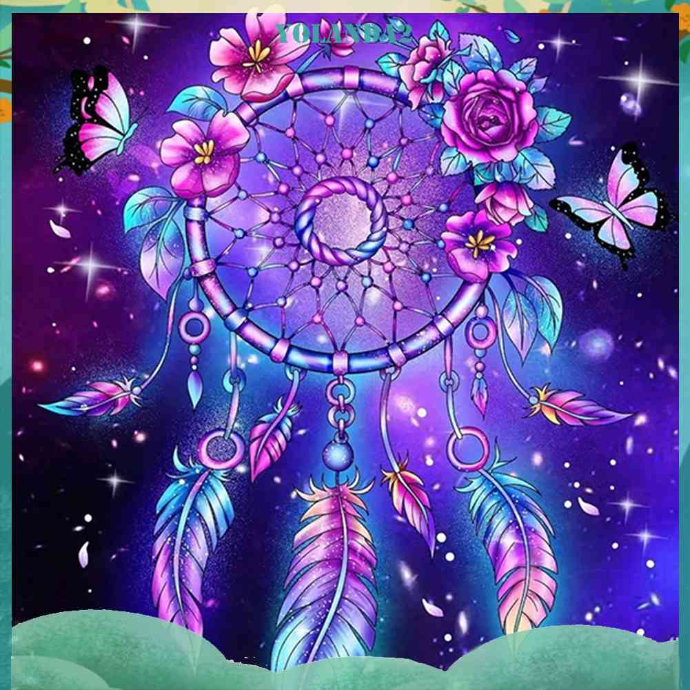 Bộ Tranh Đính Đá 5D Họa Tiết Hoa Hồng / Dream Catcher Độc Đáo DIY Dùng Trang Trí Nhà Cửa