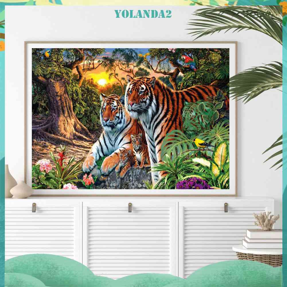 Tranh Đính Đá Kim Cương Toàn Bộ Bộ Não 5D DIY Hình Vẽ Hổ