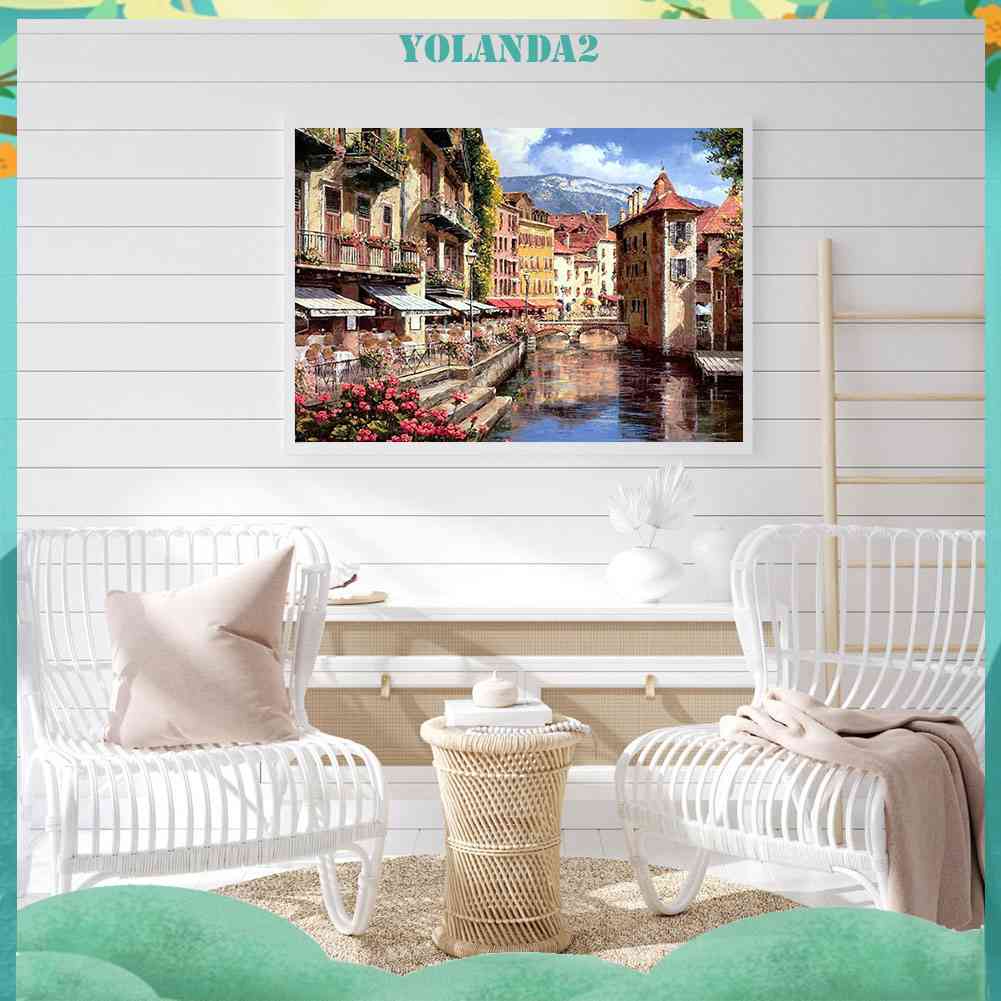 Tranh Đính Đá Kim Cương Toàn Bộ 5D DIY Hình Vẽ Venice Lane