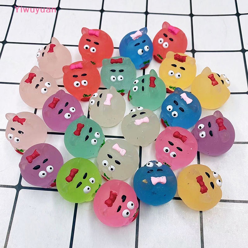 Bộ 2 Chú Gấu Dạ Quang Mini Bằng Nhựa Resin Dễ Thương Trang Trí Vườn Nhà Mới