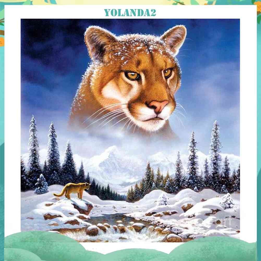Tranh Đính Đá Kim Cương Toàn Bộ 5D DIY Hình Vẽ Hổ Núi Tuyết