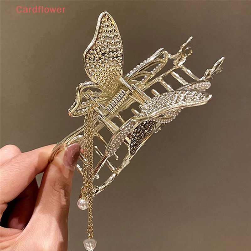 Kẹp Tóc Kim Loại Hình Bướm Đính Ngọc Trai Thời Trang Cho Nữ