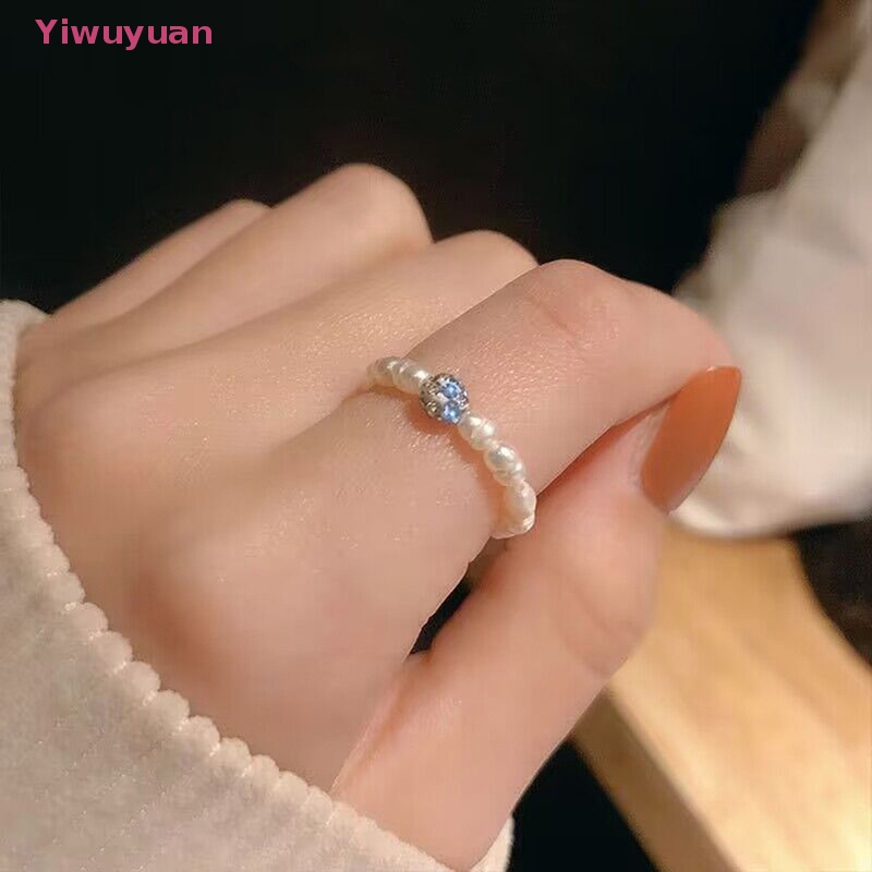 Bộ 2 Nhẫn Mạ Bạc Đính Ngọc Trai Nhân Tạo Phong Cách Hàn Quốc Thời Trang Cho Nữ