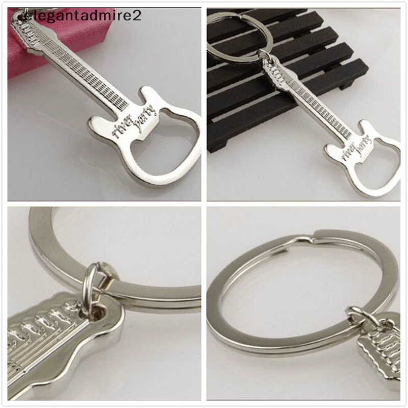 1 X Móc Khóa Kiêm Dụng Cụ Mở Nắp Chai Hình Cây Đàn Guitar Bằng Kim Loại