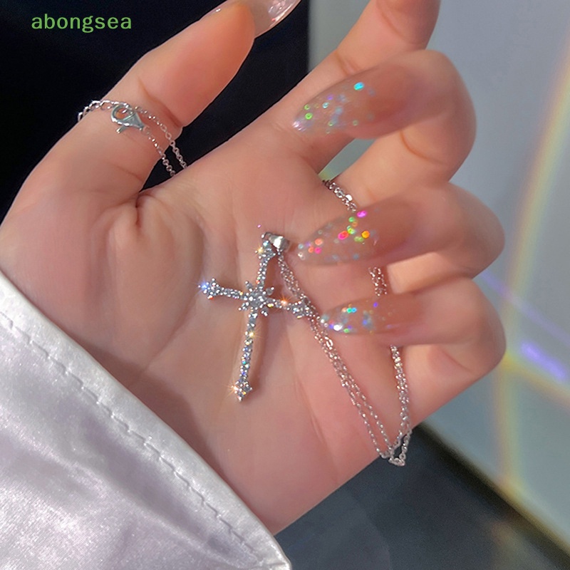 Vòng cổ Choker Mặt Chữ Thập Đính Đá Zircon Màu Bạc Thời Trang Cho Nữ