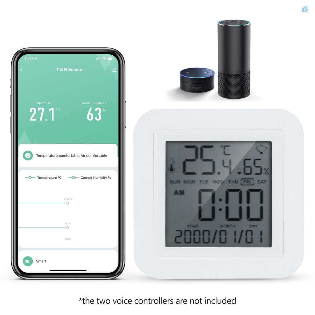Đồng Hồ Đo Nhiệt Độ Và Độ Ẩm WIFI Màn Hình LCD Kỹ Thuật Số
