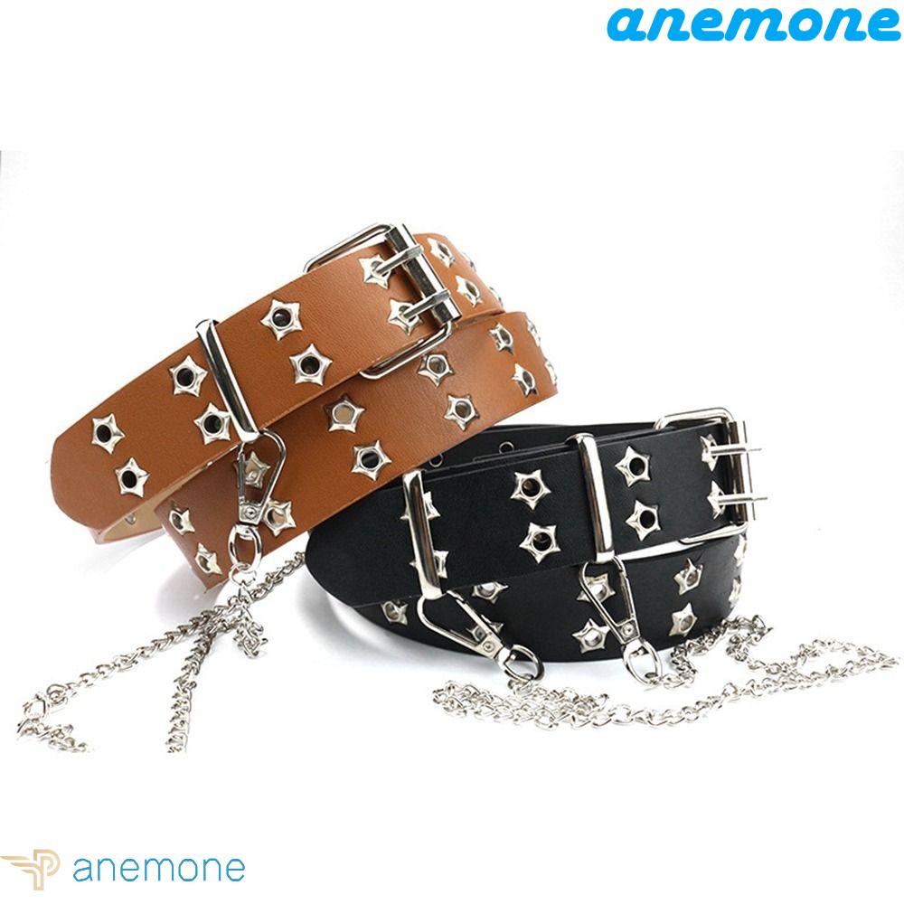 Thắt Lưng Da PU Hai Lớp Khóa Kim Loại Hình Ngôi Sao Phong Cách Vintage Thời Trang Cho Nam