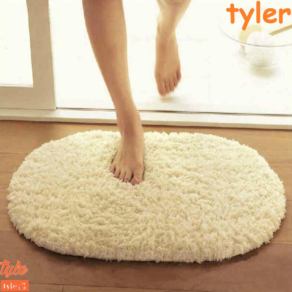 Thảm lót cửa chùi chân lông cừu chống trượt thấm hút nước nhiều màu sắc hình bầu dục 40*60cm