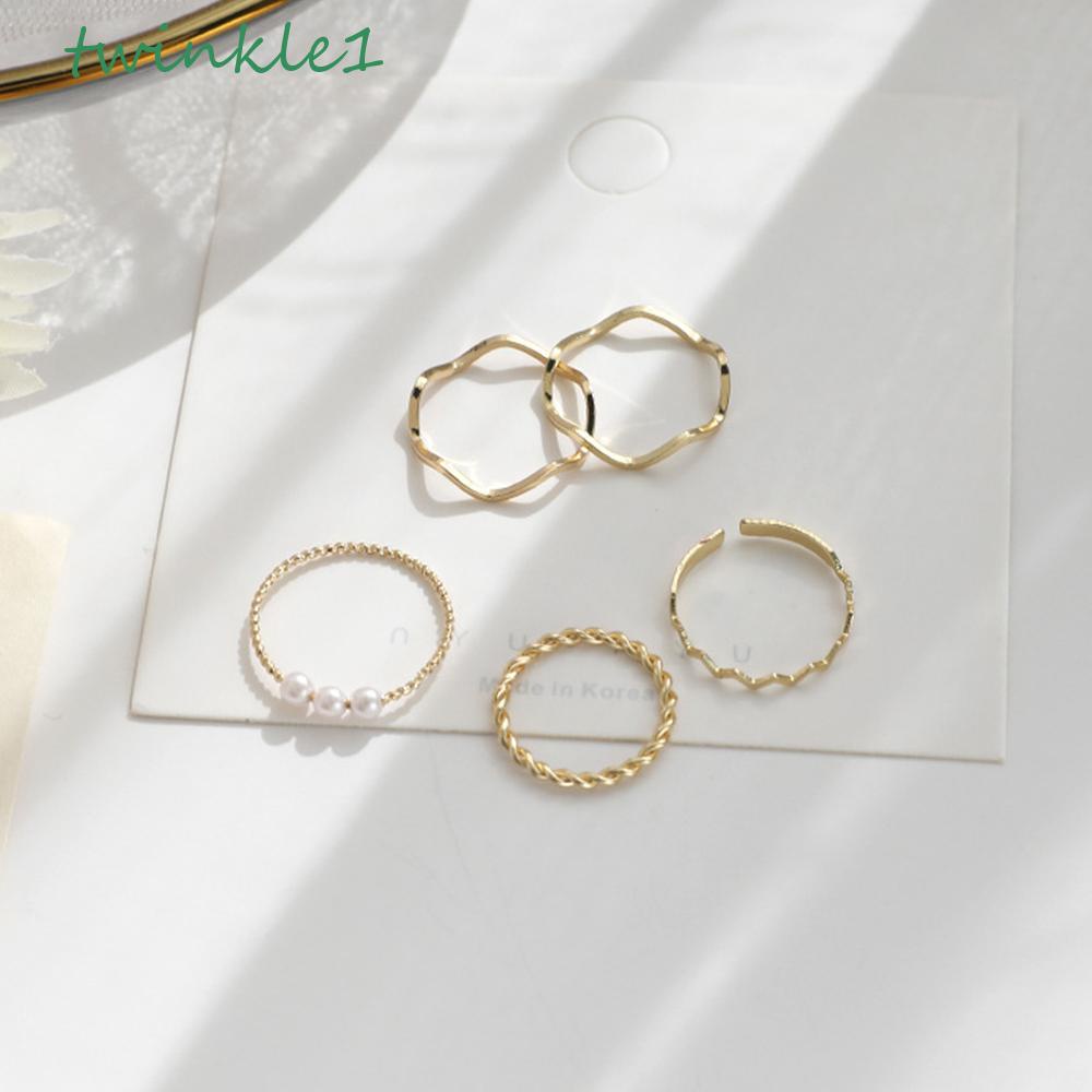 Bộ Nhẫn Đính Đá Lấp Lánh Thiết Kế Đơn Giản Thời Trang Cho Nữ