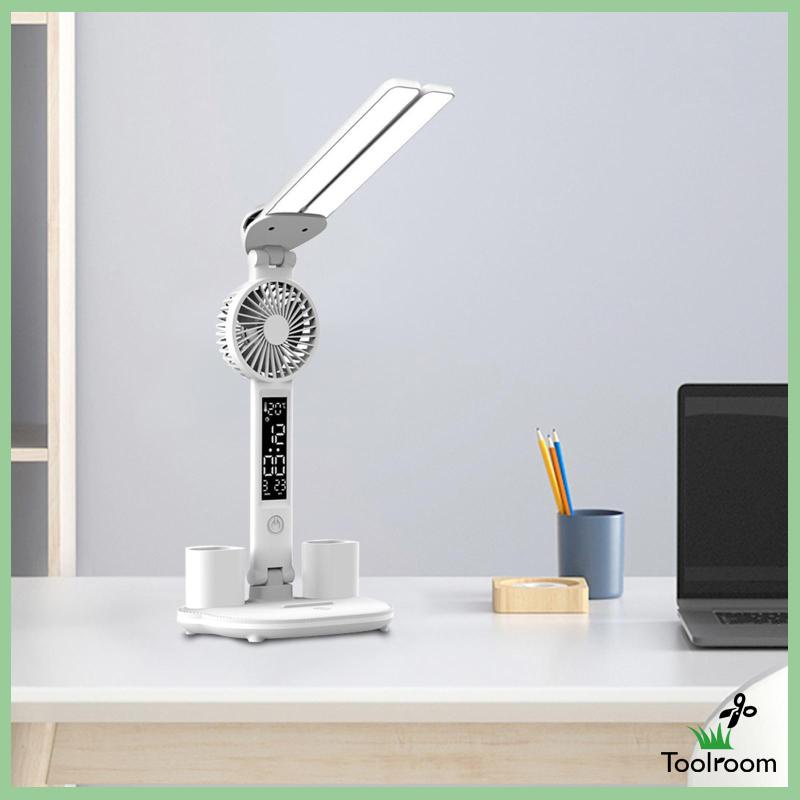 Đèn LED Hai Đầu Kèm Giá Đỡ Bút Chì + Quạt USB Tiện Dụng Cho Văn Phòng