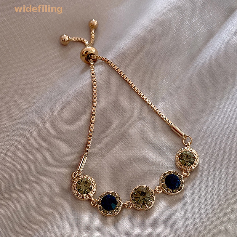 Vòng Tay Đính Đá Zircon Bản Rộng Có Thể Điều Chỉnh Phong Cách Hàn Quốc Cho Nữ