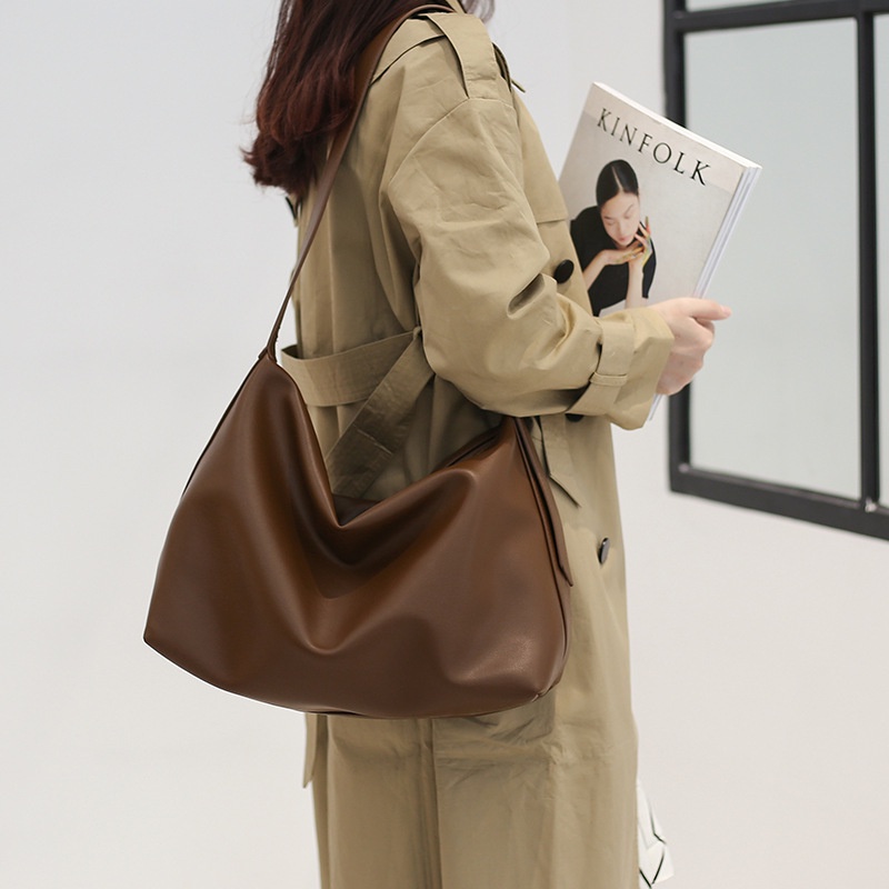 Ielgy Túi tote Sức Chứa Lớn Có Dây Kéo Màu Tối Cao Cấp Cho Nữ