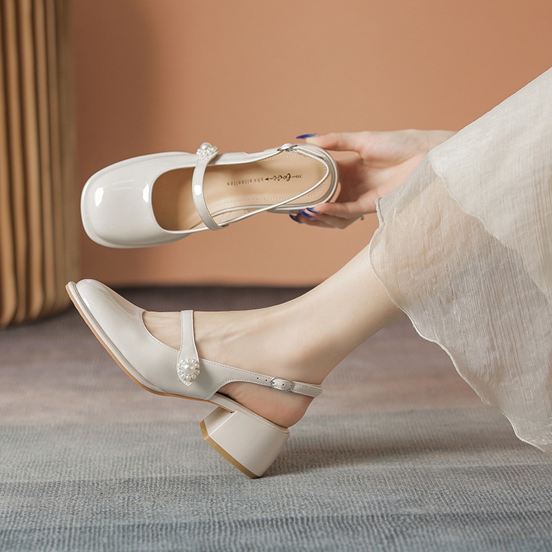 Giày Sandal Cao Gót Hở Lưng Size 34 Phong Cách Pháp