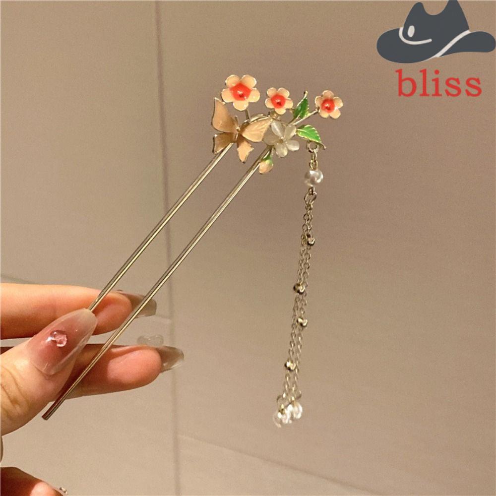 Trâm Cài Tóc Hình Chữ U Họa Tiết Hoa Phong Cách Hanfu Cổ Điển Thanh Lịch Dành Cho Bạn Nữ