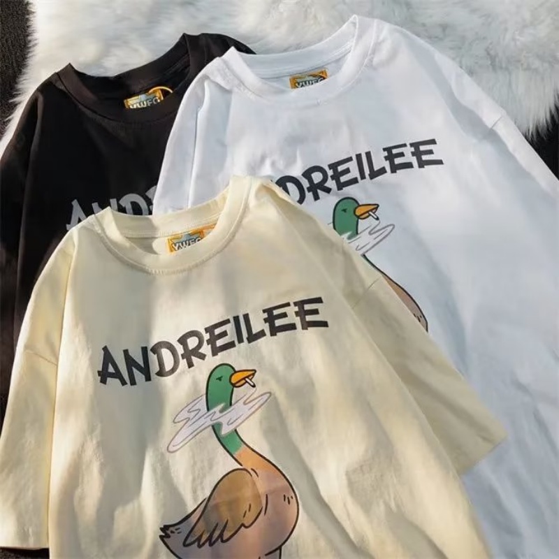 Áo Thun Tay Lỡ Cổ Tròn In Họa Tiết Phong Cách Đường Phố Thời Trang Mùa Hè Cho Nam