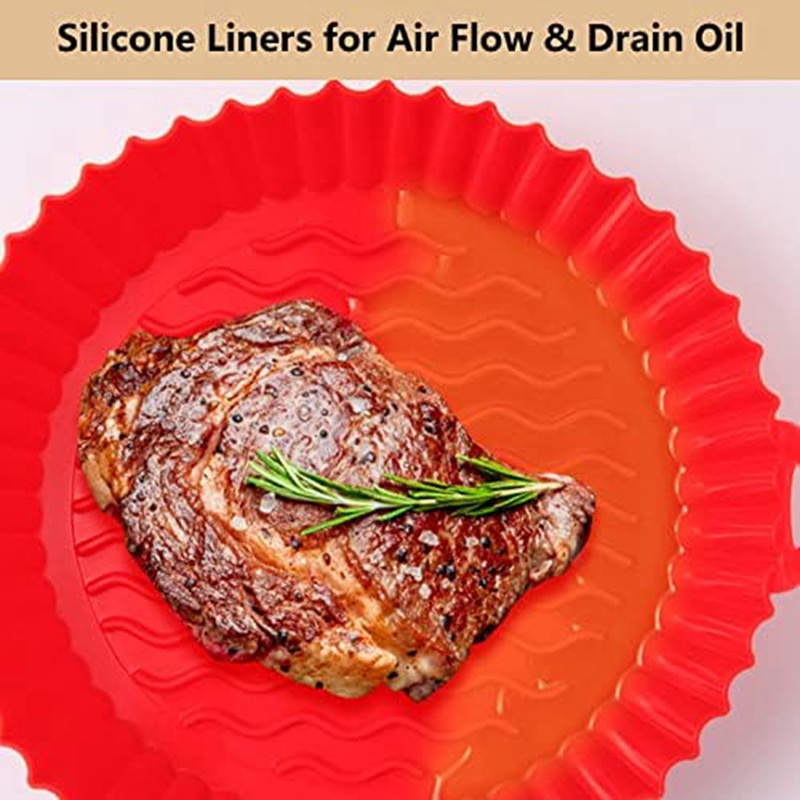 Bộ 4 Nồi Chiên Không Dầu 7.5 Inch Bằng Silicone An Toàn Thực Phẩm Có Thể Tái Sử Dụng Cho Lò Vi Sóng 3-5