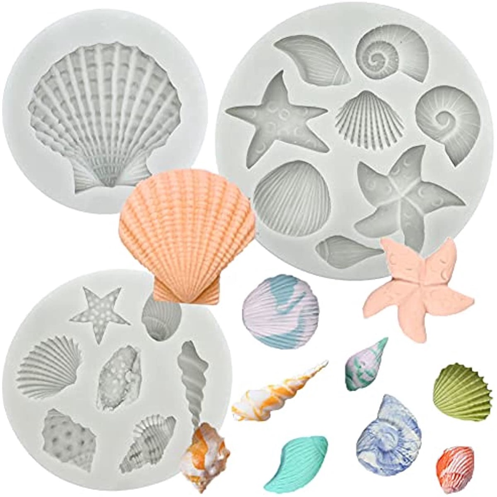 Bộ 3 Khuôn Silicone Làm Bánh Chủ Đề Biển Cả