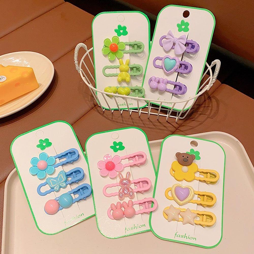 Kẹp Tóc Mái Vịt Hình Hoa / Gấu Hoạt Hình Dễ Thương Cho Nữ