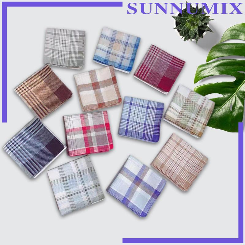 Khăn Tay Cotton x Họa Tiết Sọc Caro Thanh Lịch Cho Nam