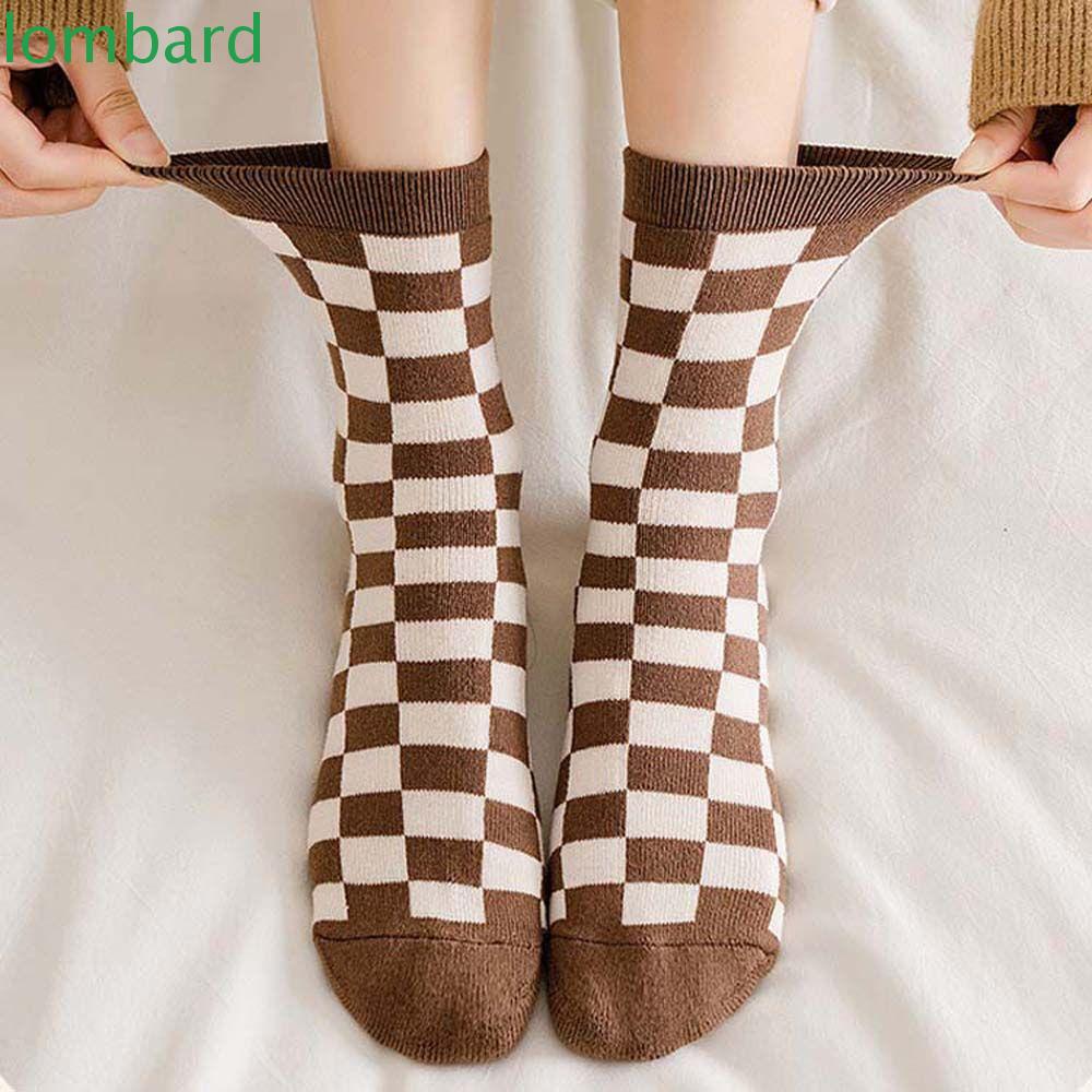 Vớ Cotton Kẻ Sọc Caro Thoáng Khí Thoải Mái Phong Cách Harajuku Đường Phố Hàn Quốc Cho Nam Và Nữ