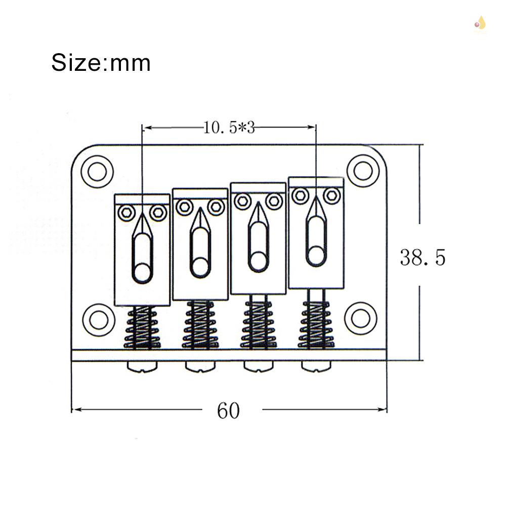Bộ Cầu Đuôi Cứng Cố Định 4 Dây Màu Bạc Cho Đàn Ukulele Điện