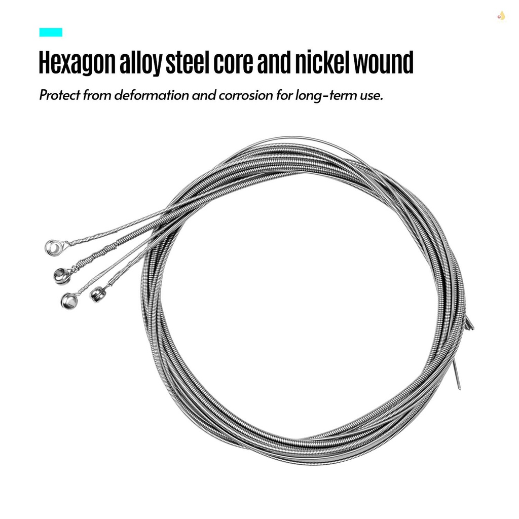 Bộ 4 Dây Đàn Bằng Hợp Kim Niken Hình Lục Giác Chống Mòn Độ Sáng (. 045-.100)