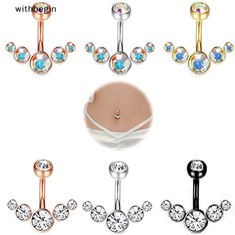 Khuyên Rốn Dạng Thanh Tạ Đính Đá Zircon Pha Lê Cho Nữ